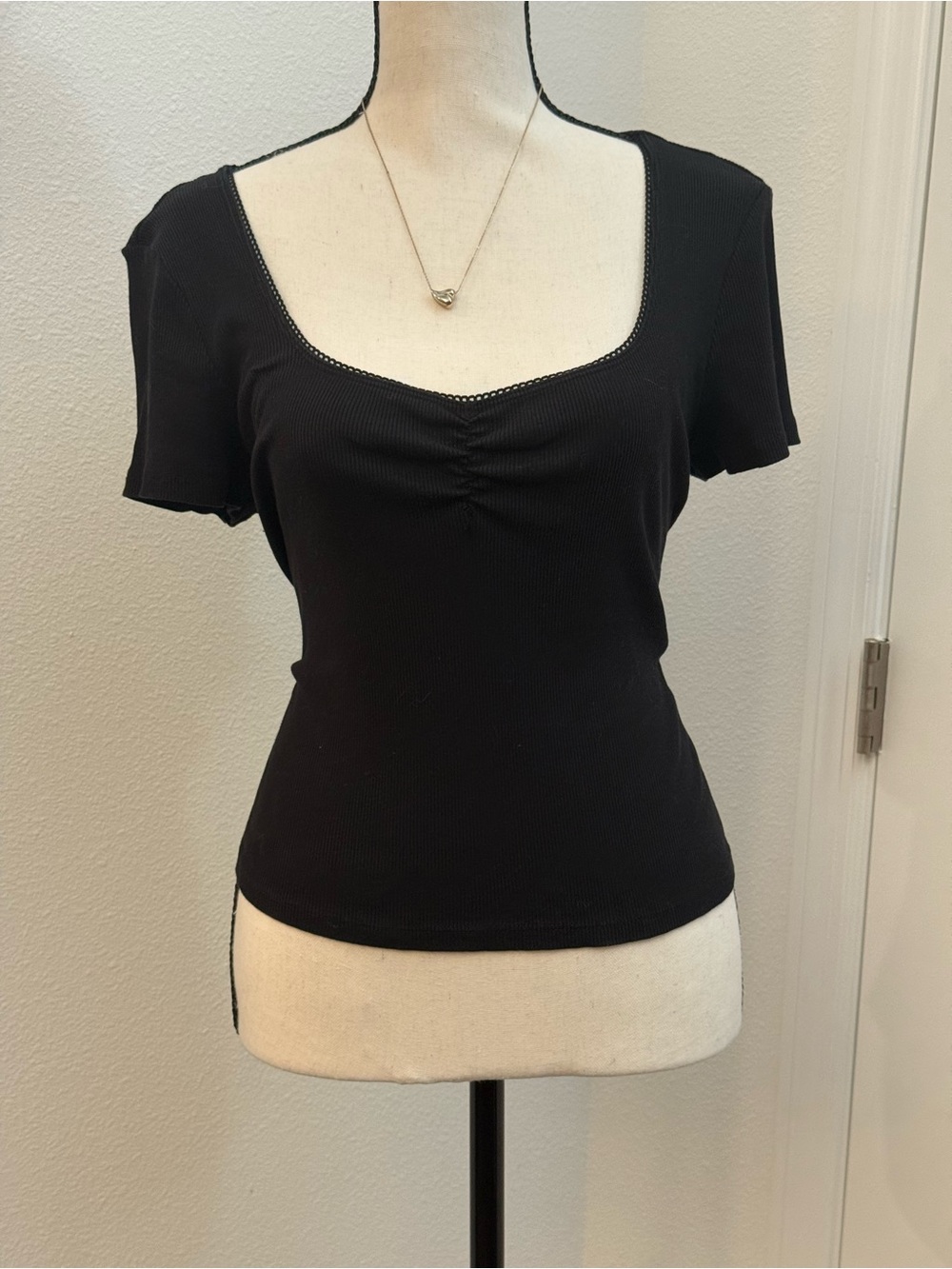 Divided Black Scoop-Neck Short Sleeve Top